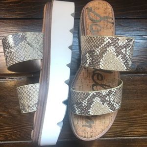 Sam Edelman Raul Truffle Snake Print Platform Sandal Size 8